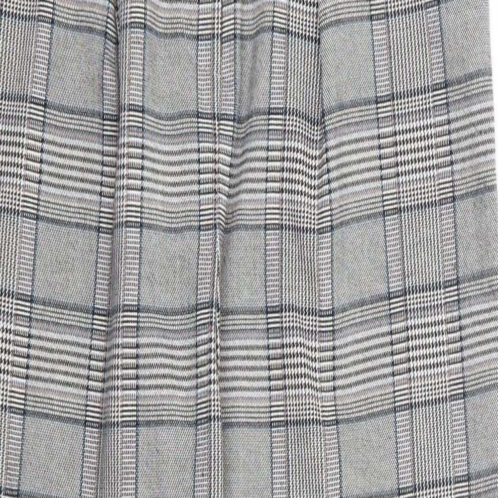 F&F Womens Grey Plaid Polyester Trousers Size 6 L27 in Regular Zip