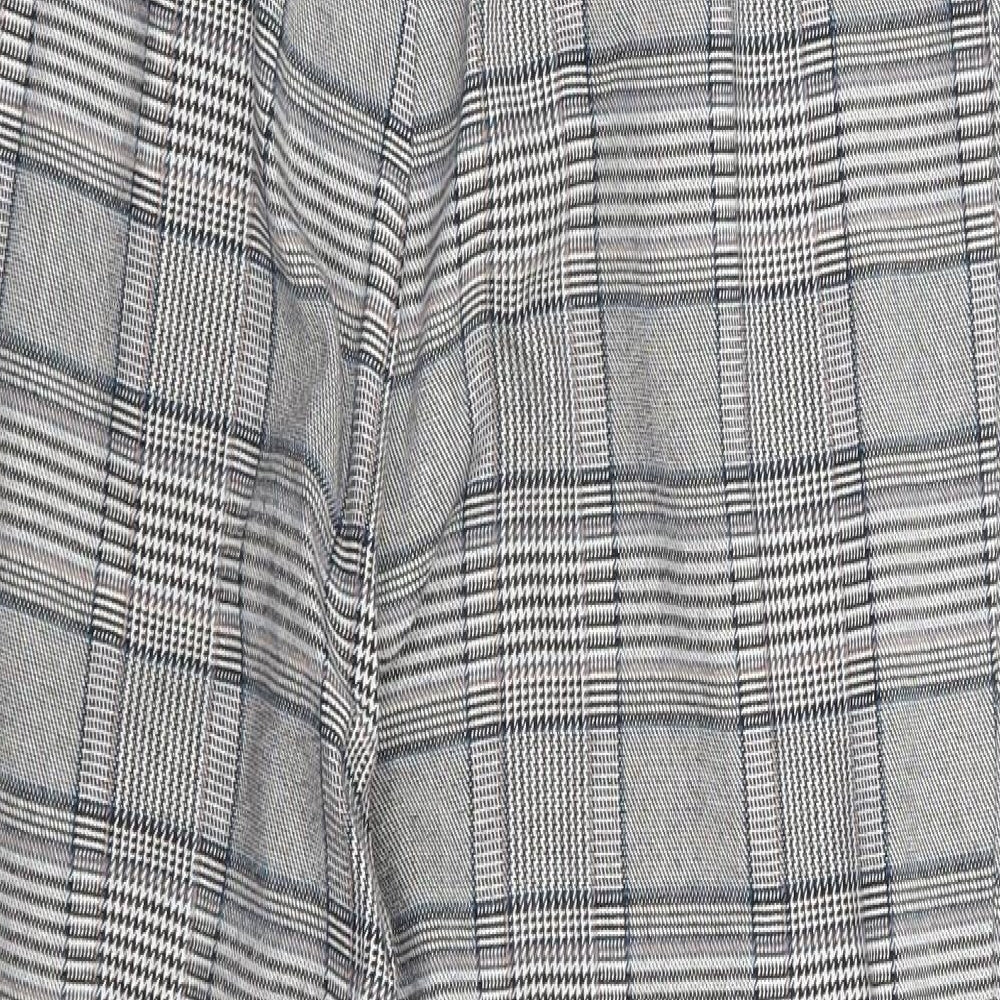 F&F Womens Grey Plaid Polyester Trousers Size 6 L27 in Regular Zip