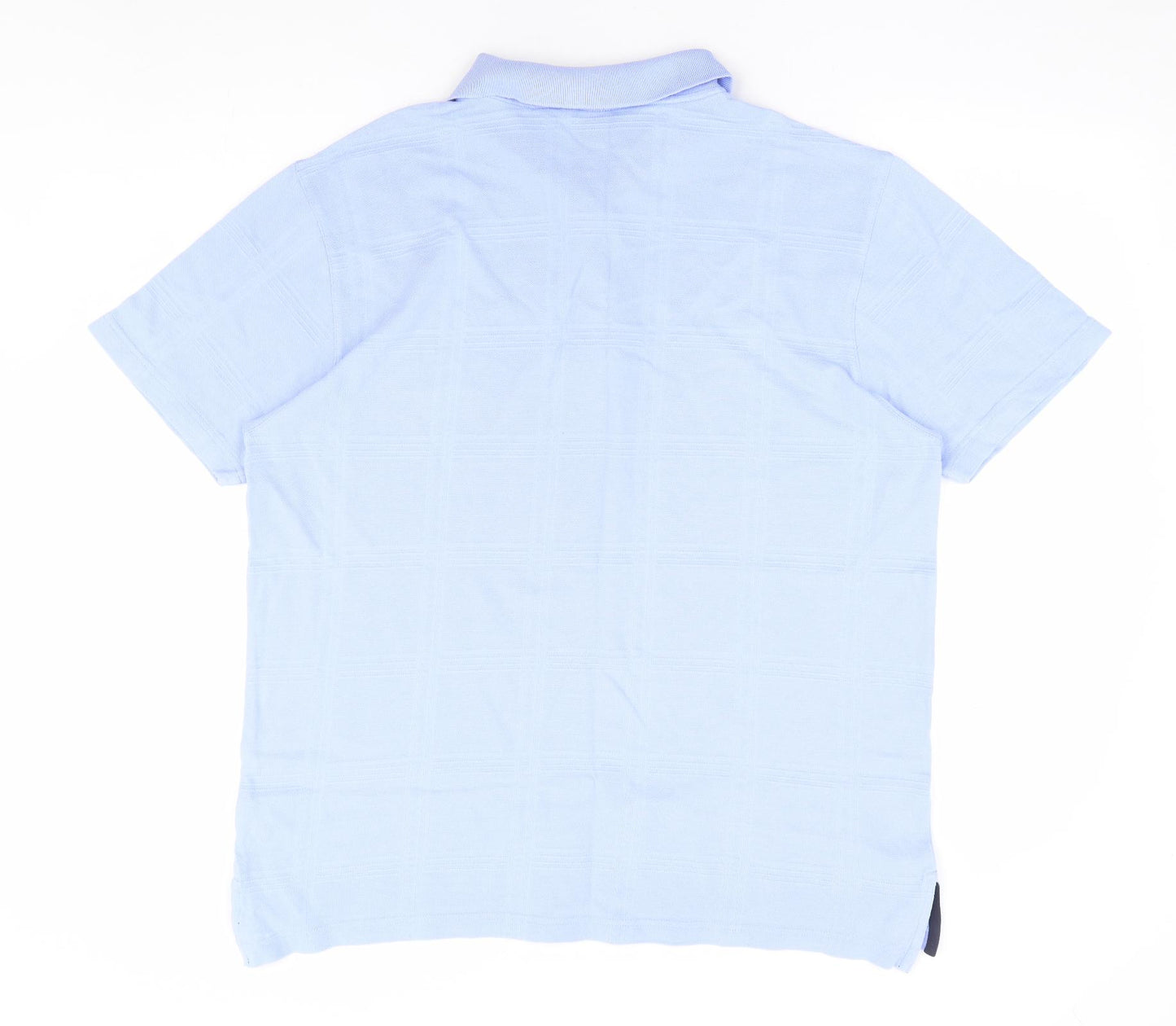 Kangol Mens Blue Check Cotton Polo Size 2XL Collared Button