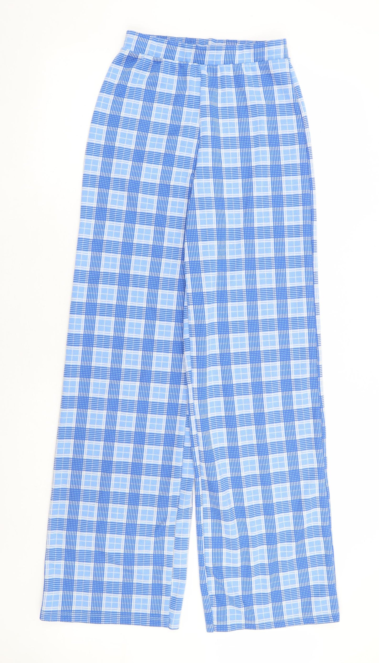 ASOS Womens Blue Plaid Polyester Trousers Size 6 L31 in Regular