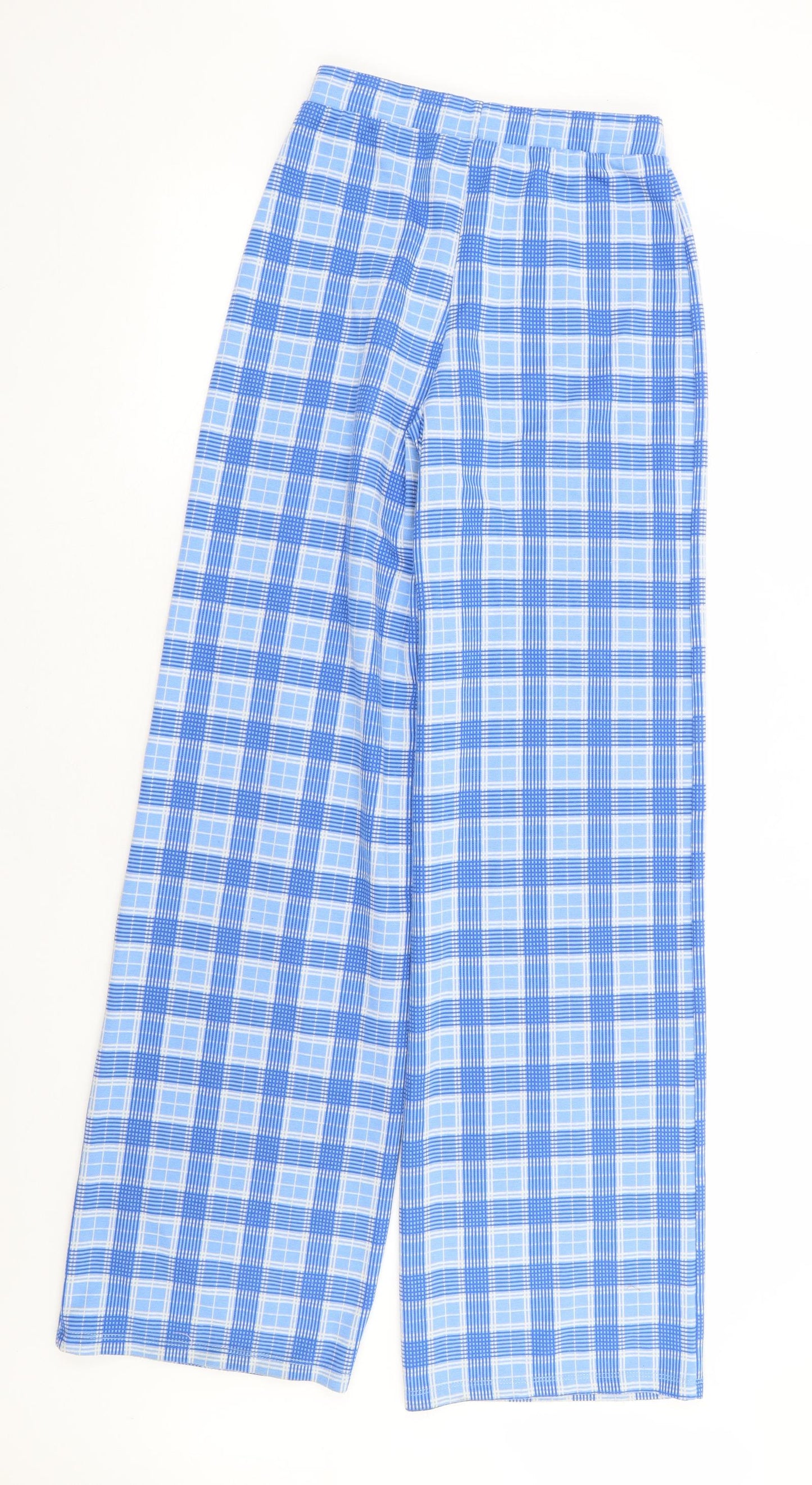 ASOS Womens Blue Plaid Polyester Trousers Size 6 L31 in Regular