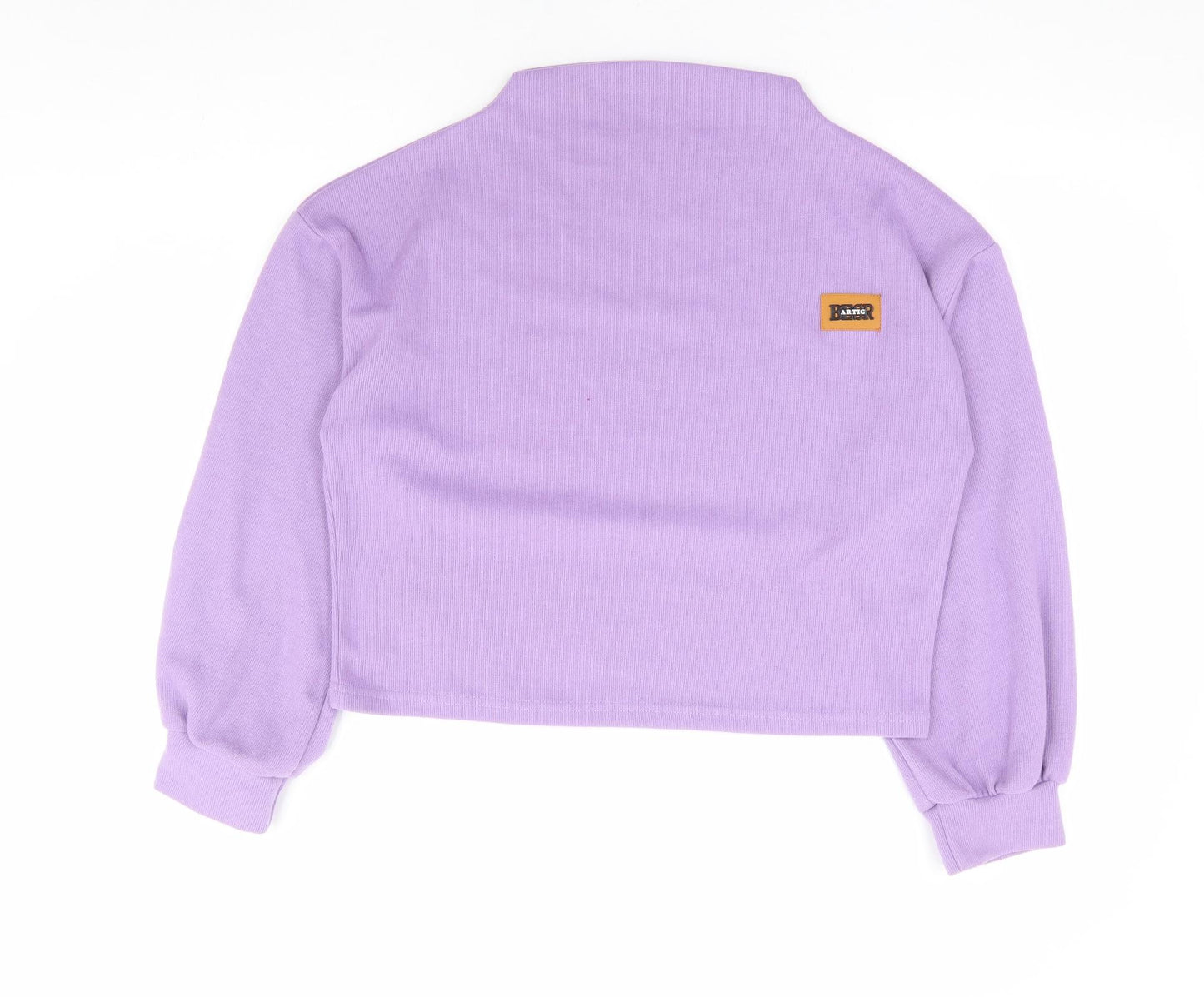 SheIn Womens Purple Mock Neck Cotton Pullover Jumper Size S - Cropped