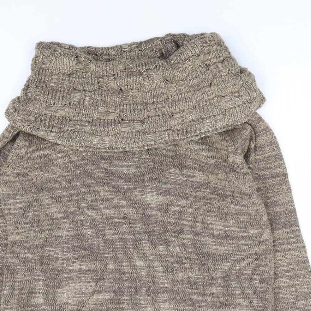 Per Una Womens Brown Roll Neck Acrylic Tunic Jumper Size M