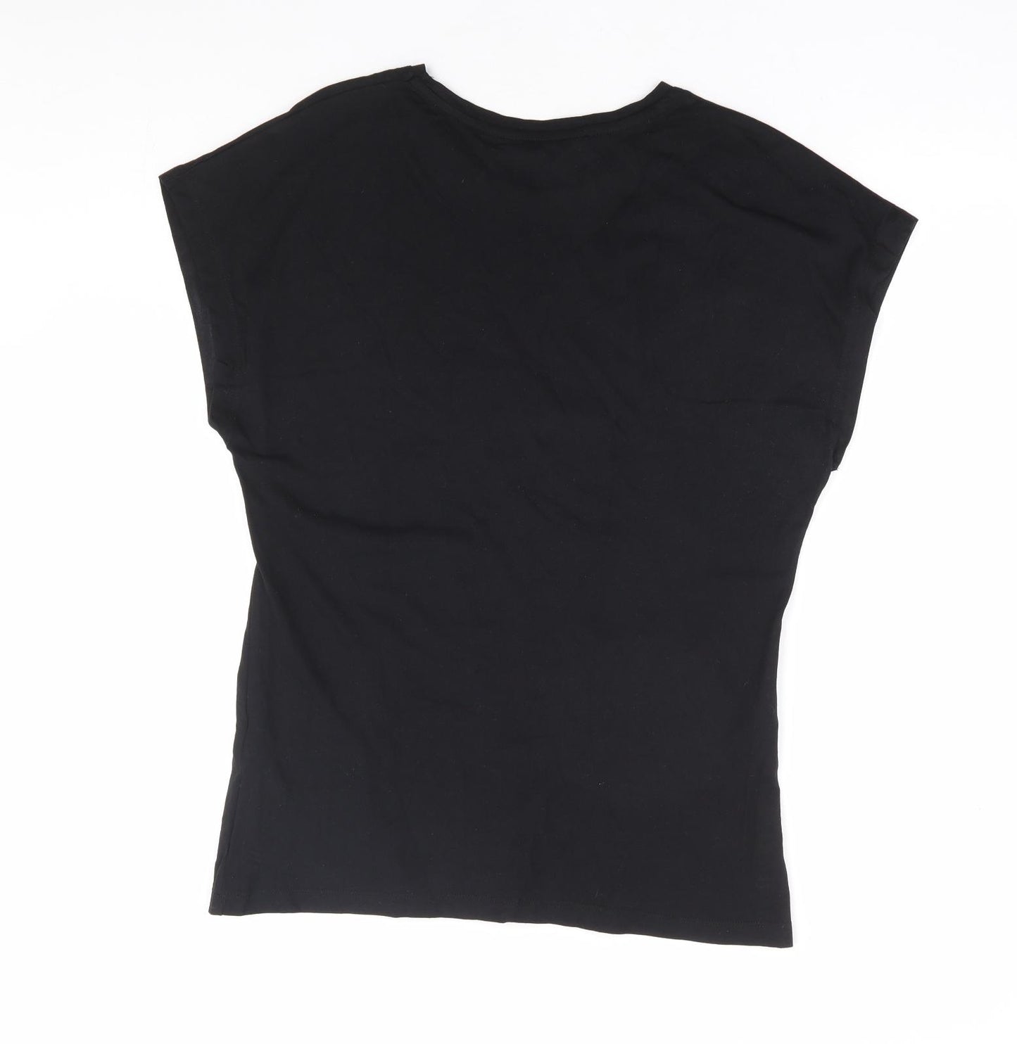 Dorothy Perkins Womens Black Cotton Basic T-Shirt Size 10 Round Neck