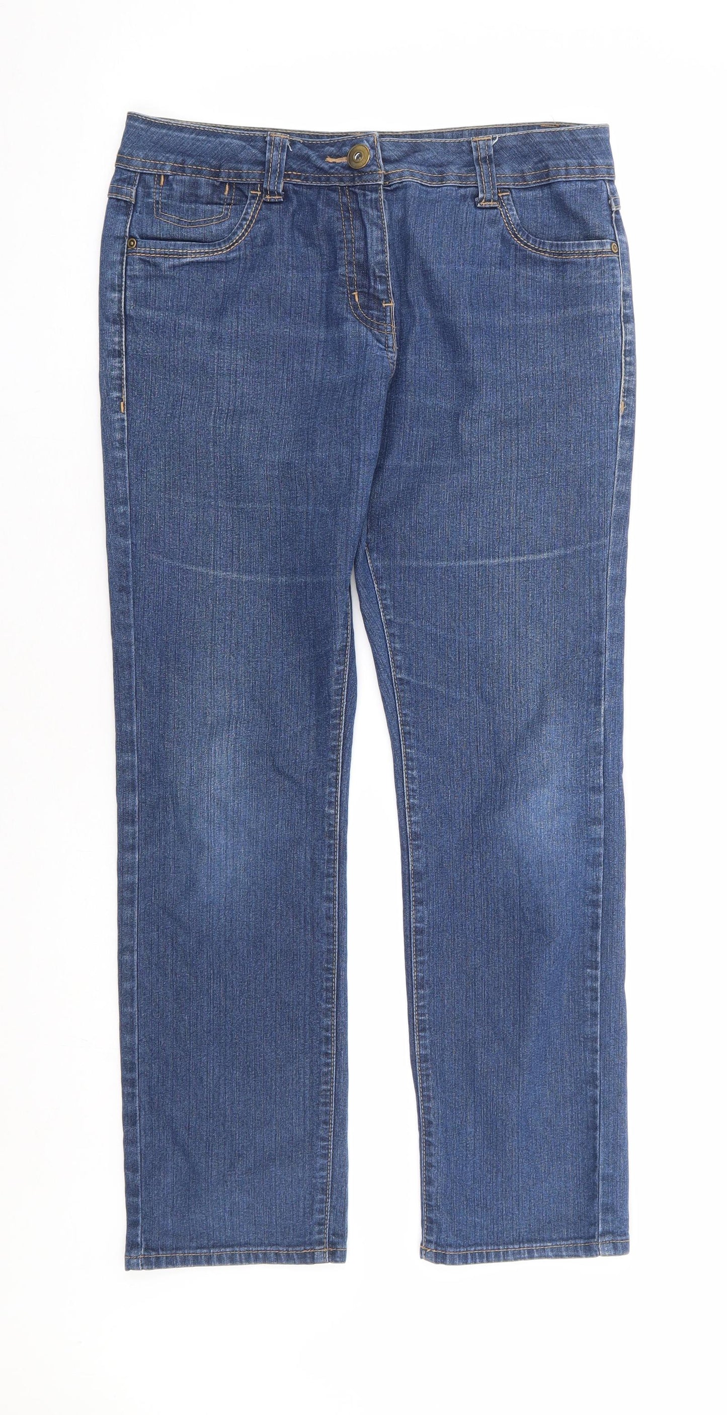 George Womens Blue Cotton Straight Jeans Size 10 L27 in Regular Zip - Short Length