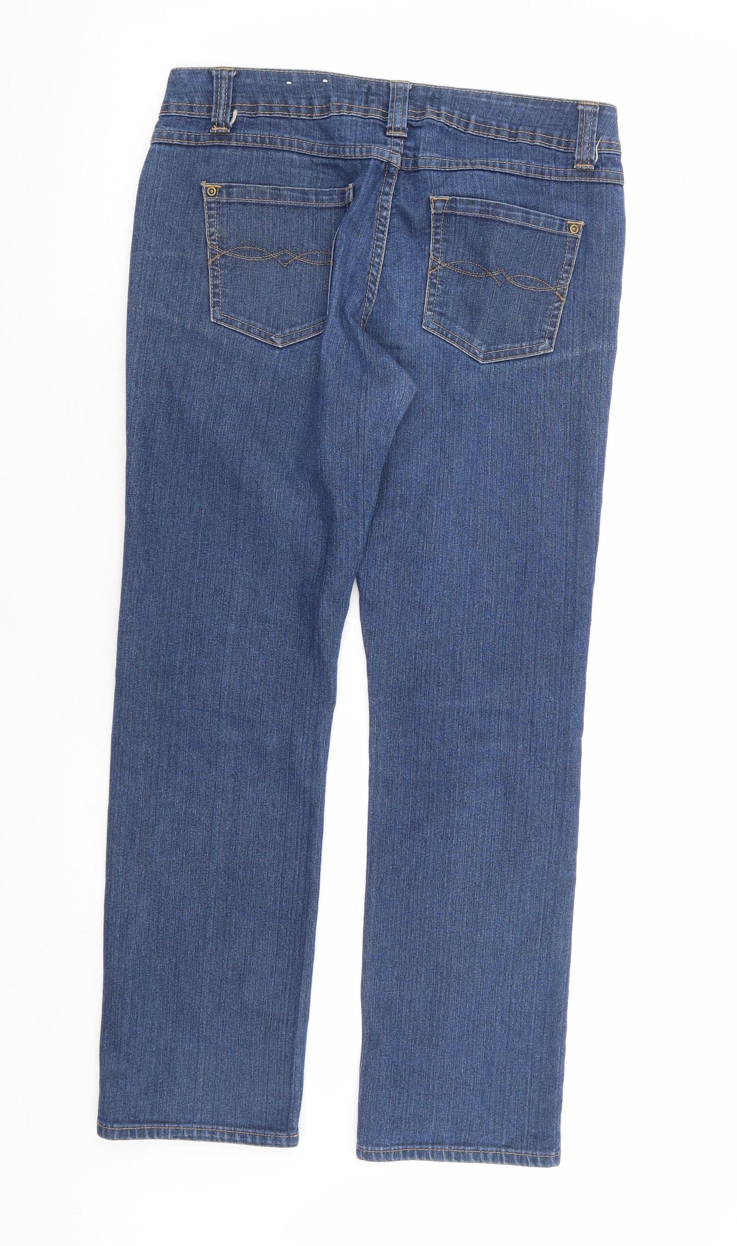 George Womens Blue Cotton Straight Jeans Size 10 L27 in Regular Zip - Short Length