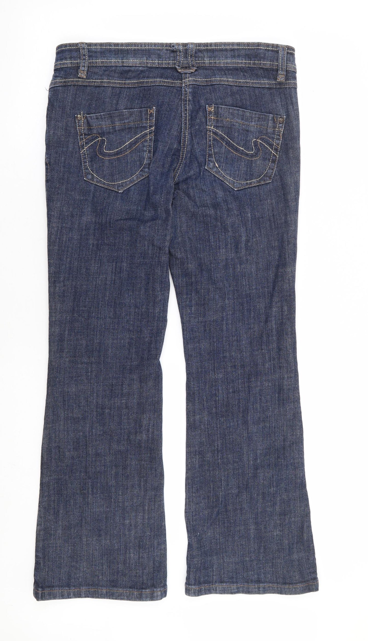 NEXT Womens Blue Cotton Bootcut Jeans Size 12 L28 in Regular Zip