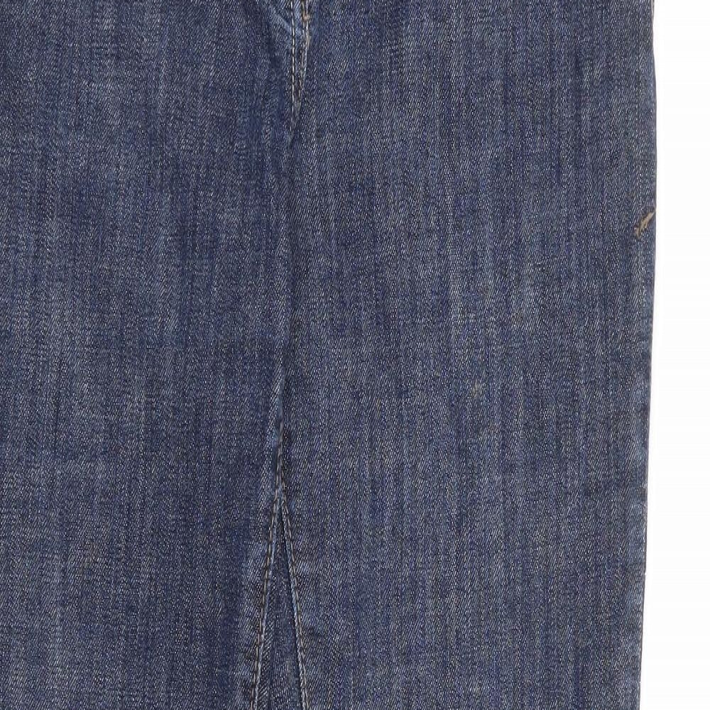 NEXT Womens Blue Cotton Bootcut Jeans Size 12 L28 in Regular Zip