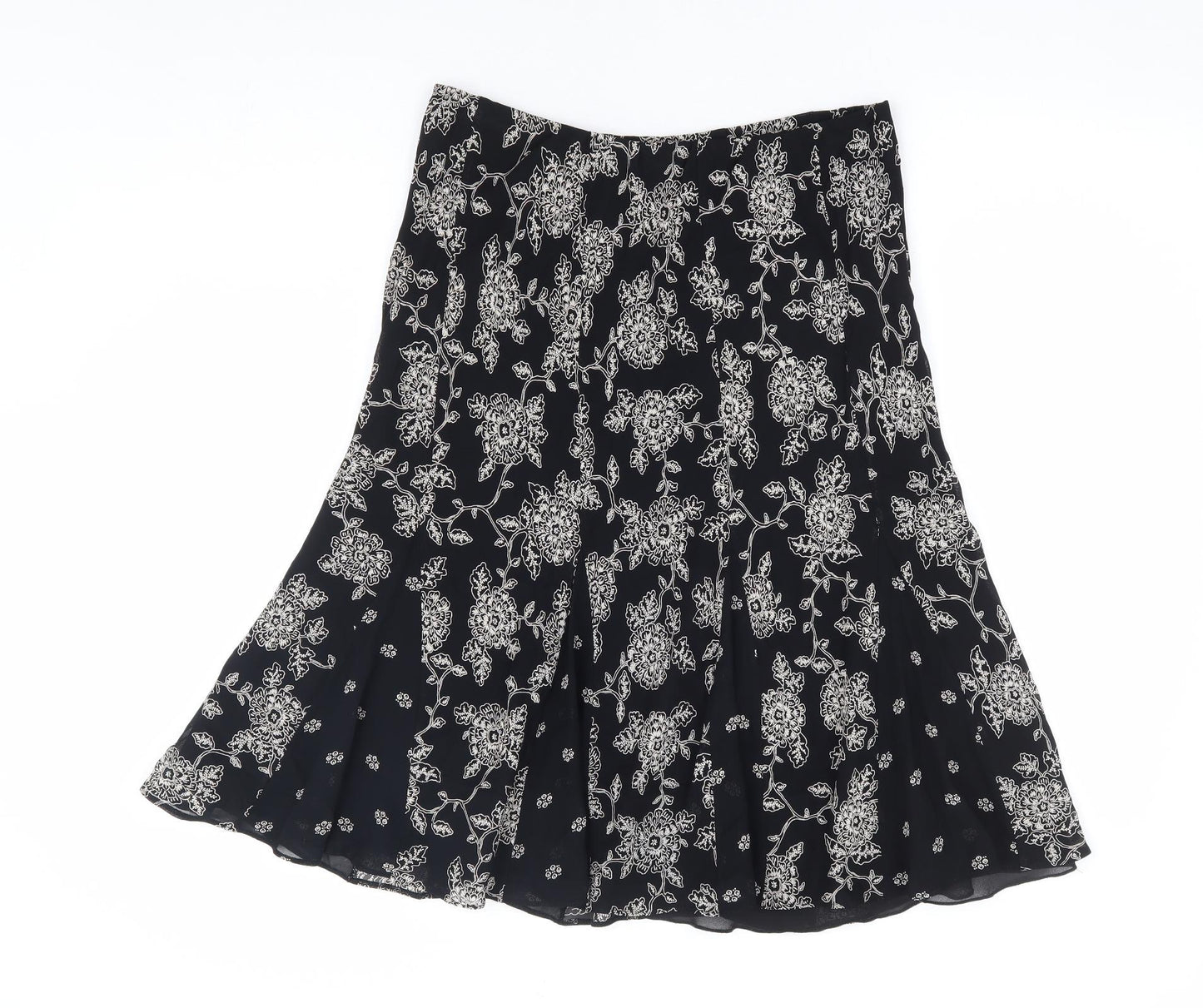 NEXT Womens Black Floral Viscose Trumpet Skirt Size 10