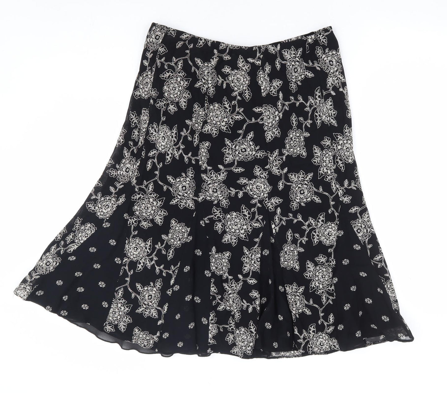 NEXT Womens Black Floral Viscose Trumpet Skirt Size 10