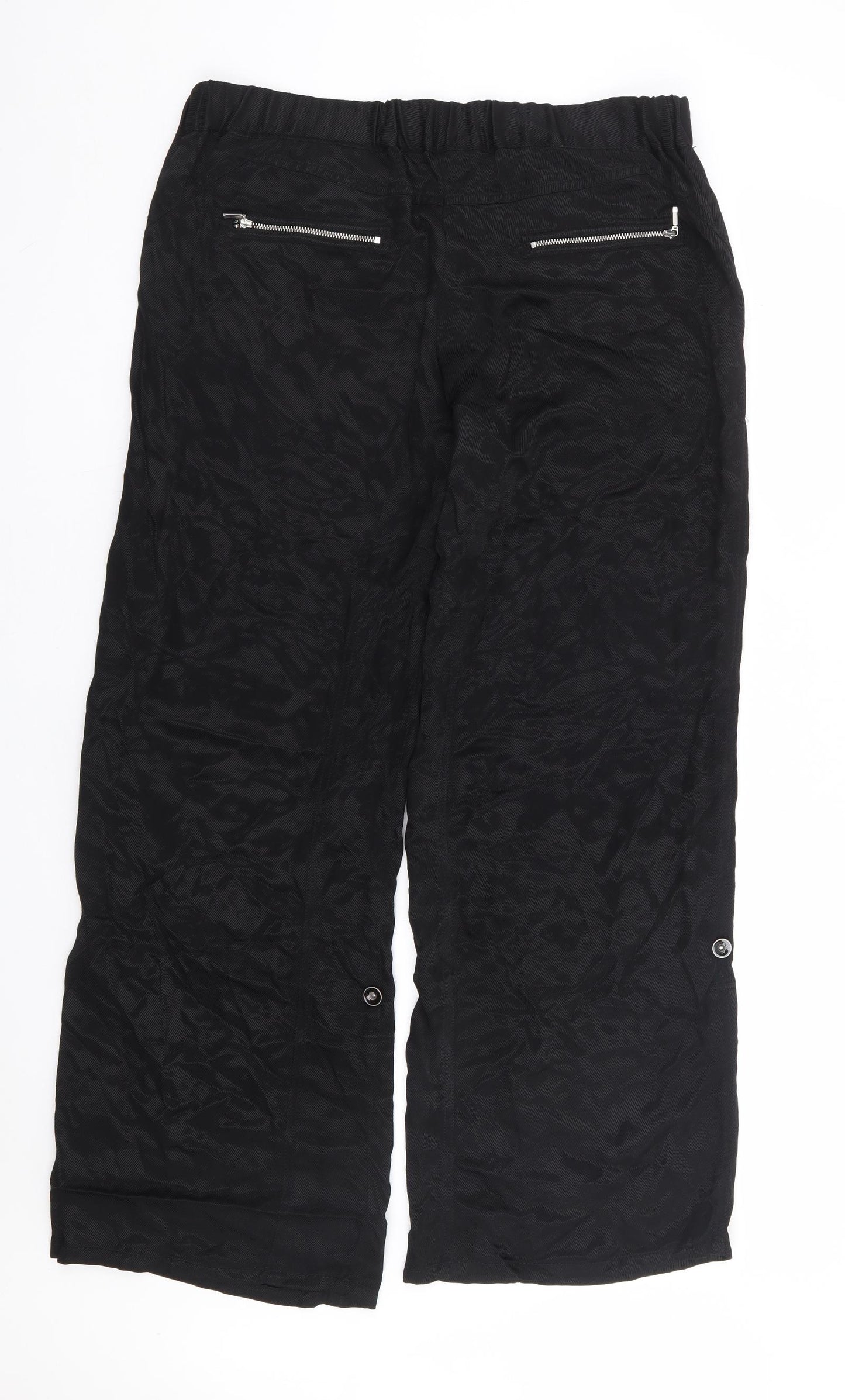 Marks and Spencer Womens Black Viscose Trousers Size 14 L30 in Regular Zip