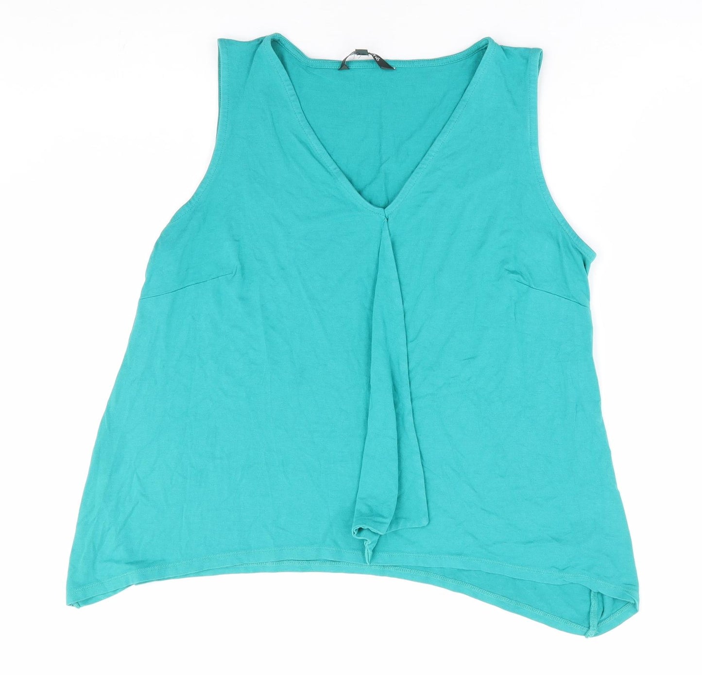 Bonmarché Womens Green Viscose Basic Tank Size 14 V-Neck - Hanky Hem