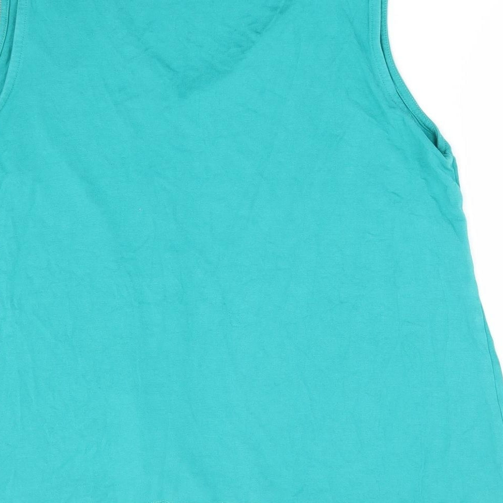 Bonmarché Womens Green Viscose Basic Tank Size 14 V-Neck - Hanky Hem