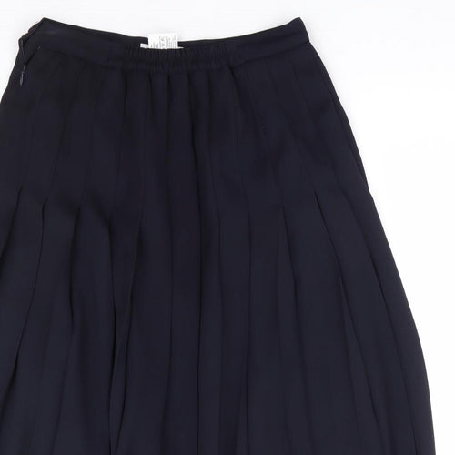 Windsmoor Womens Blue Polyester Pleated Skirt Size 14 Zip