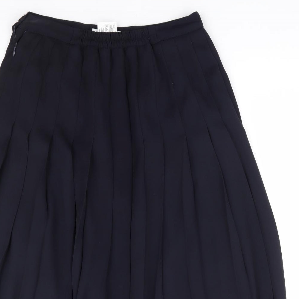 Windsmoor Womens Blue Polyester Pleated Skirt Size 14 Zip