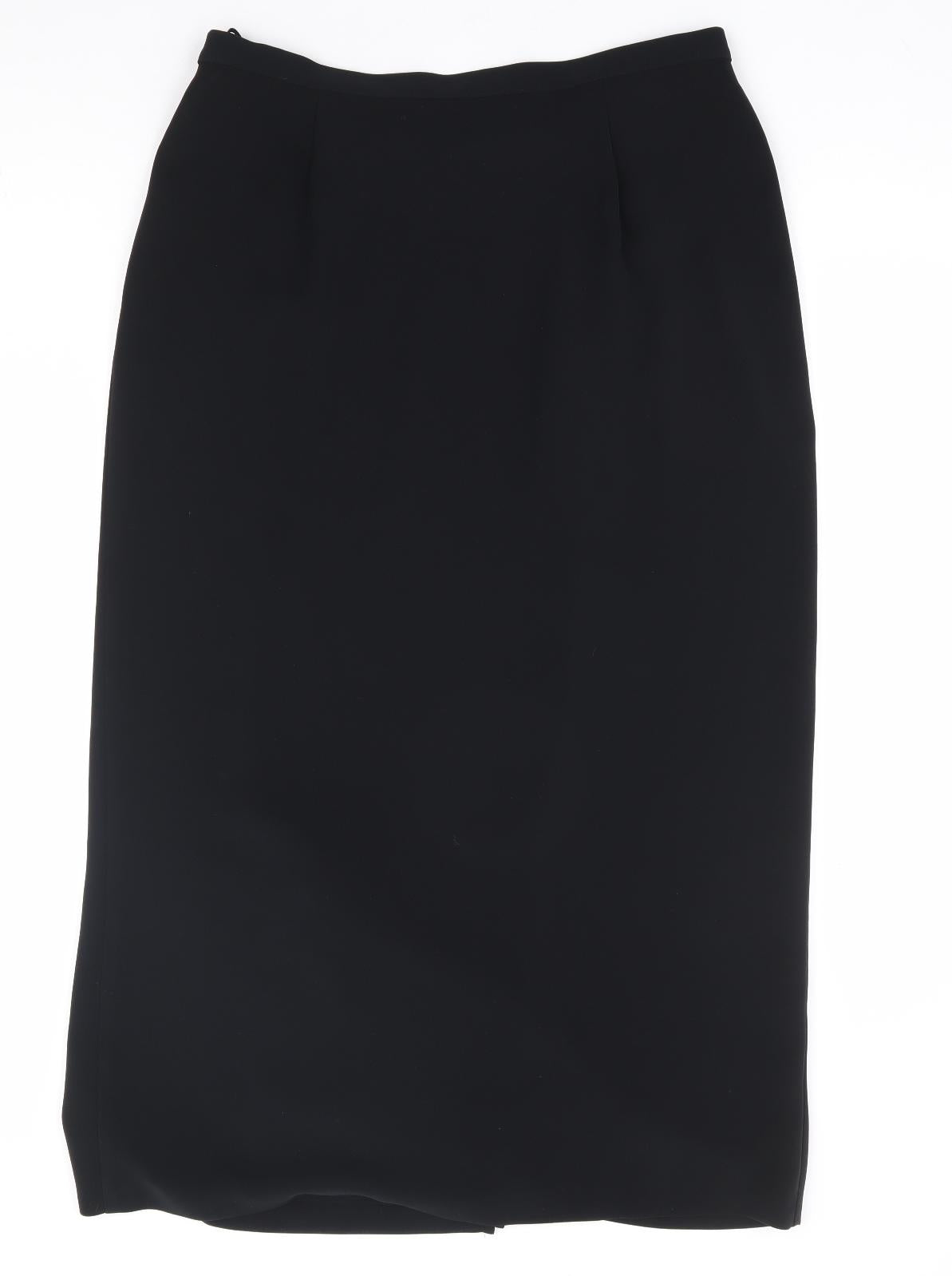 Marks and Spencer Womens Black Polyester Wrap Skirt Size 16 Button