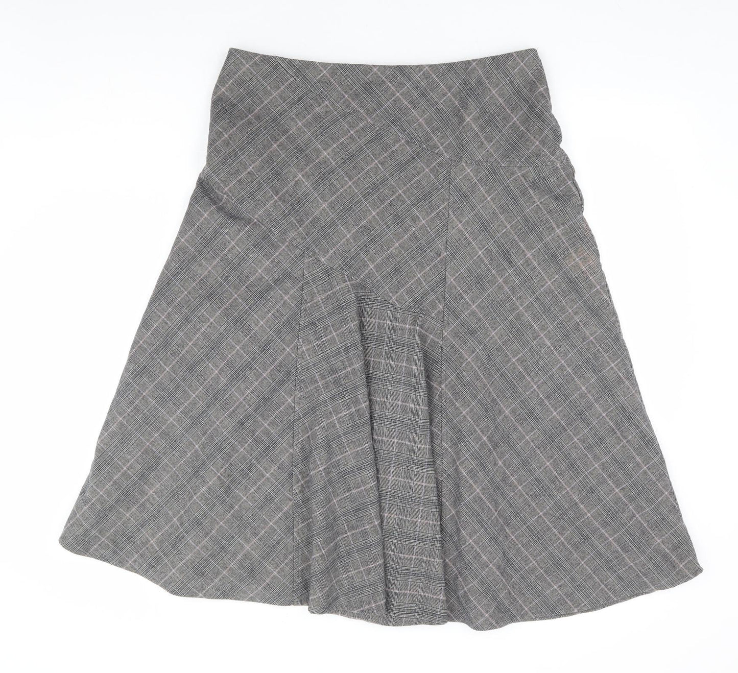 Marks and Spencer Womens Grey Plaid Polyester Trumpet Skirt Size 14