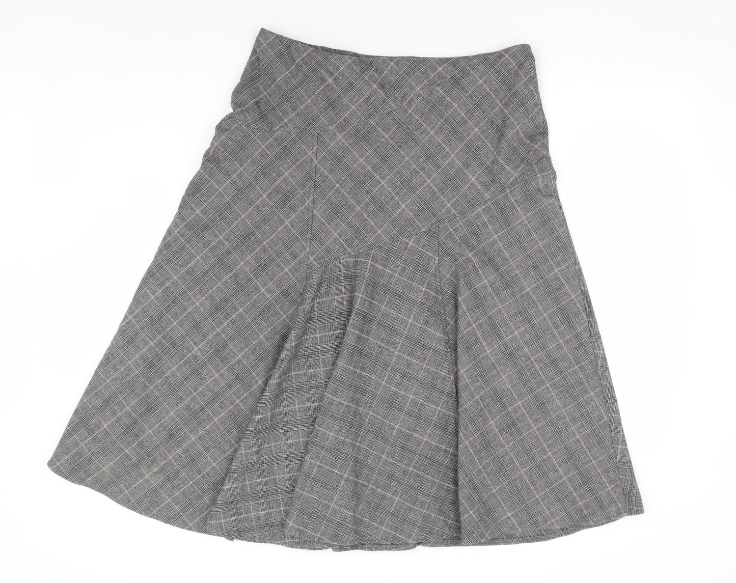 Marks and Spencer Womens Grey Plaid Polyester Trumpet Skirt Size 14