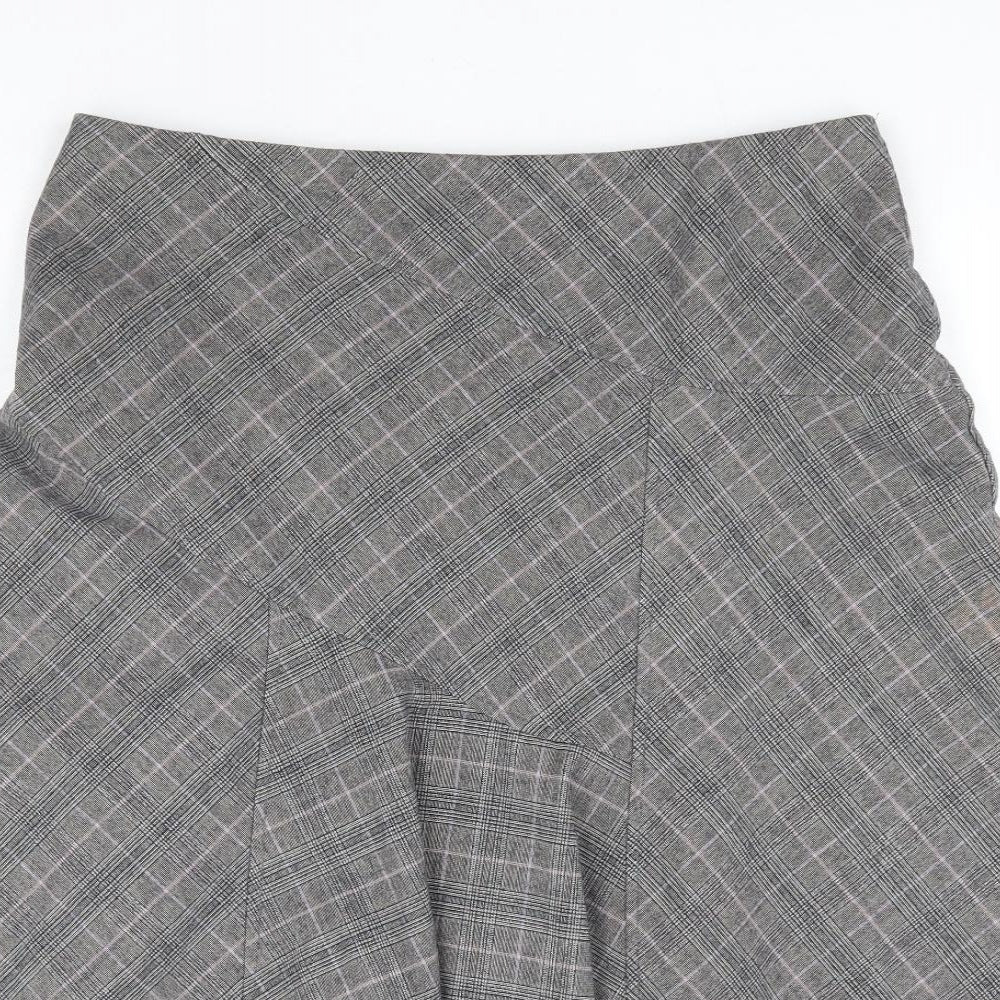 Marks and Spencer Womens Grey Plaid Polyester Trumpet Skirt Size 14
