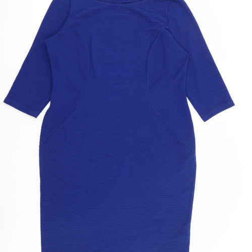 Marks and Spencer Womens Blue Polyester A-Line Size 18 Boat Neck Pullover