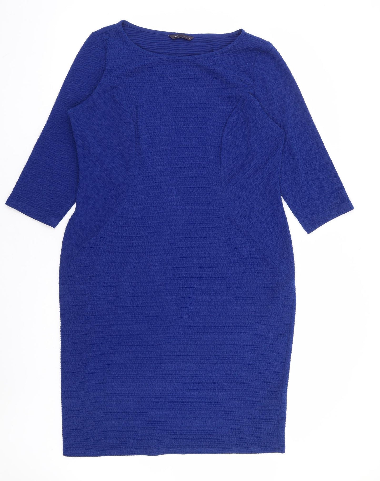 Marks and Spencer Womens Blue Polyester A-Line Size 18 Boat Neck Pullover