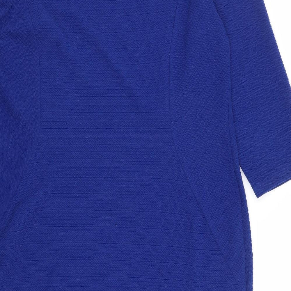 Marks and Spencer Womens Blue Polyester A-Line Size 18 Boat Neck Pullover