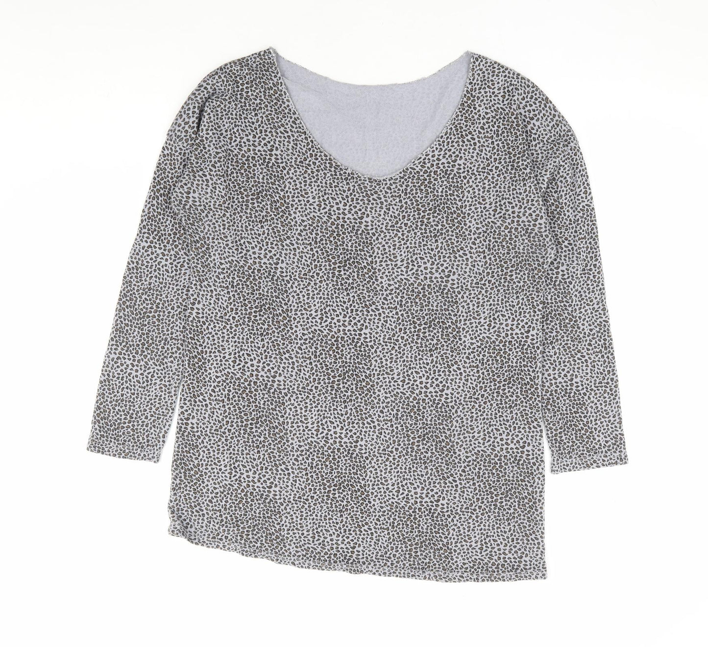 Preworn Womens Green Round Neck Animal Print Polyester Pullover Jumper Size S - Leopard Print