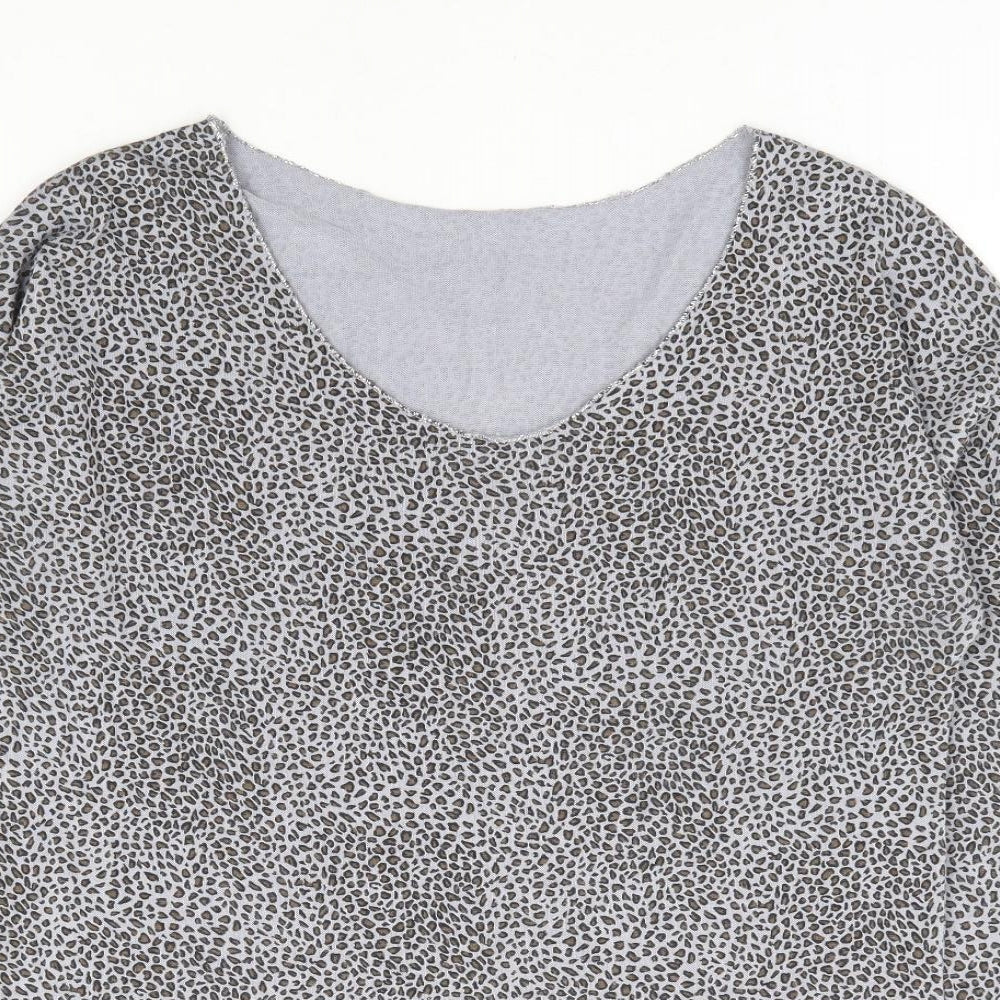 Preworn Womens Green Round Neck Animal Print Polyester Pullover Jumper Size S - Leopard Print