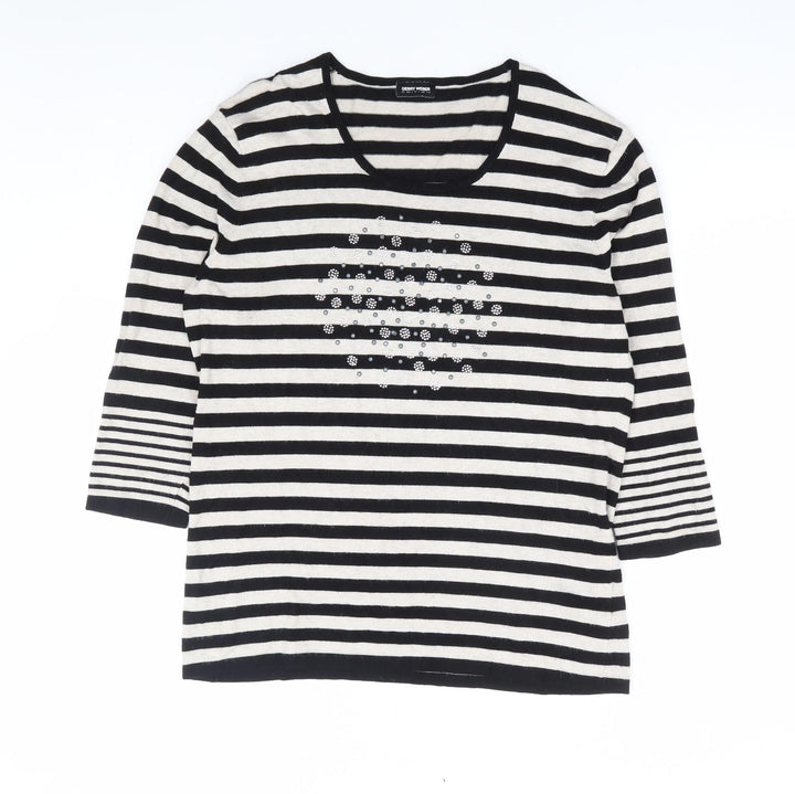 Gerry Weber Womens Black Round Neck Striped Polyester Pullover Jumper Size S