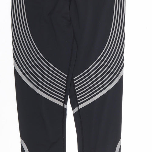 Saxnet Limited Womens Black Geometric Polyester Compression Leggings Size S L27 in Regular Pullover