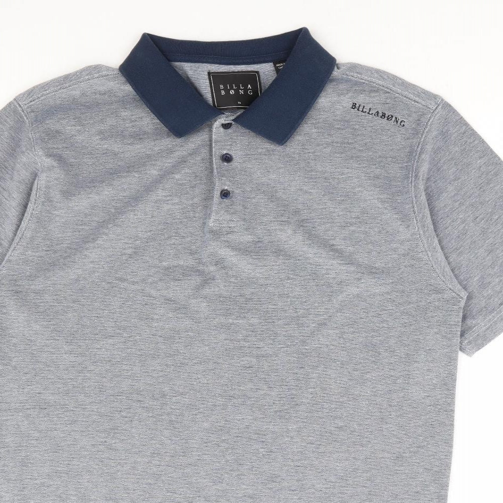 Billabong Mens Blue Cotton Polo Size XL Collared Button