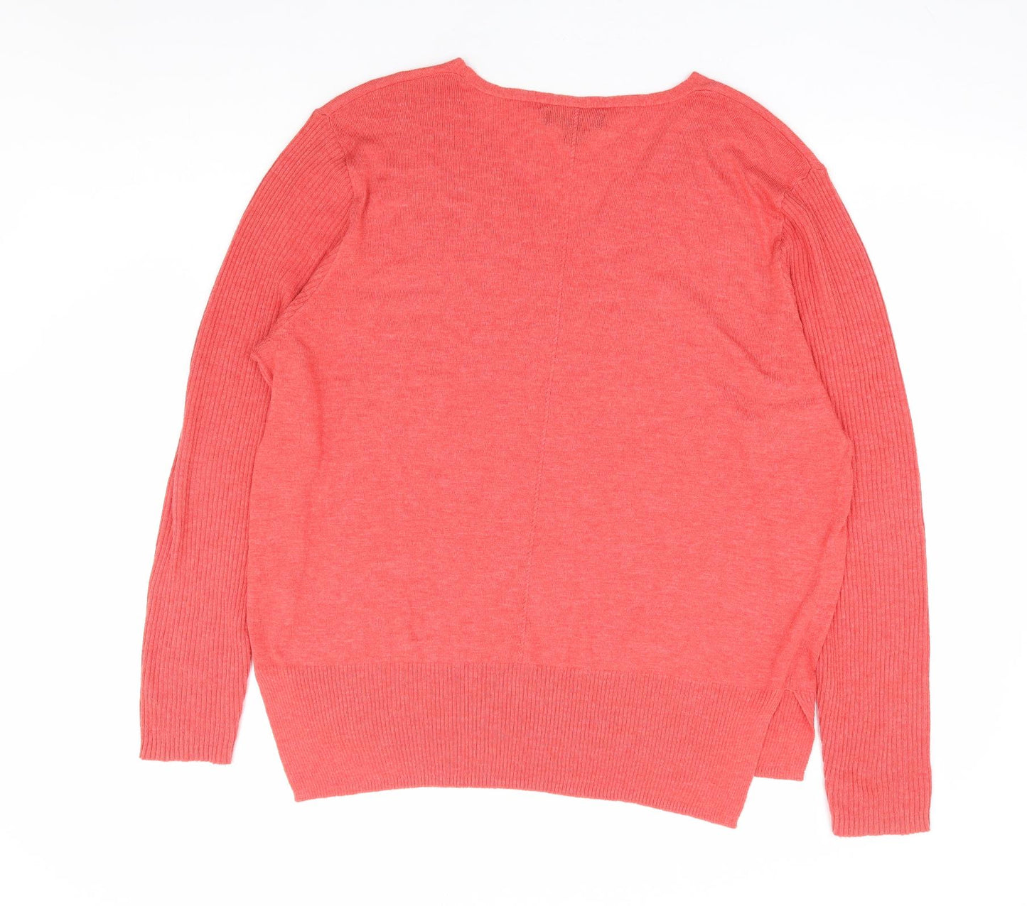 Primark Womens Orange V-Neck Acrylic Pullover Jumper Size 18