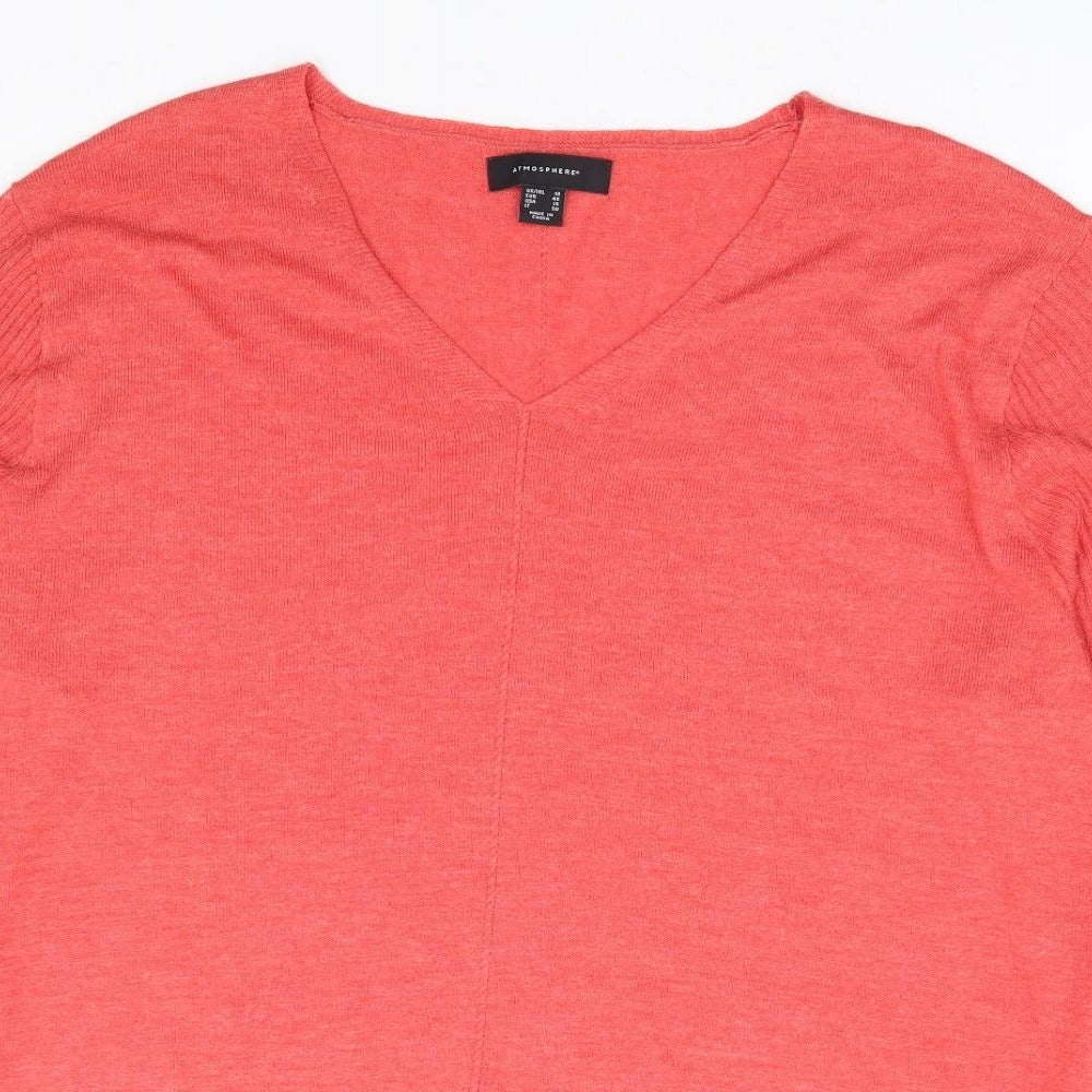 Primark Womens Orange V-Neck Acrylic Pullover Jumper Size 18