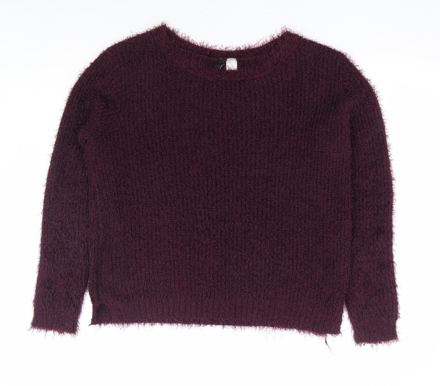 H&M Womens Purple Round Neck Polyester Pullover Jumper Size L - Fluffy