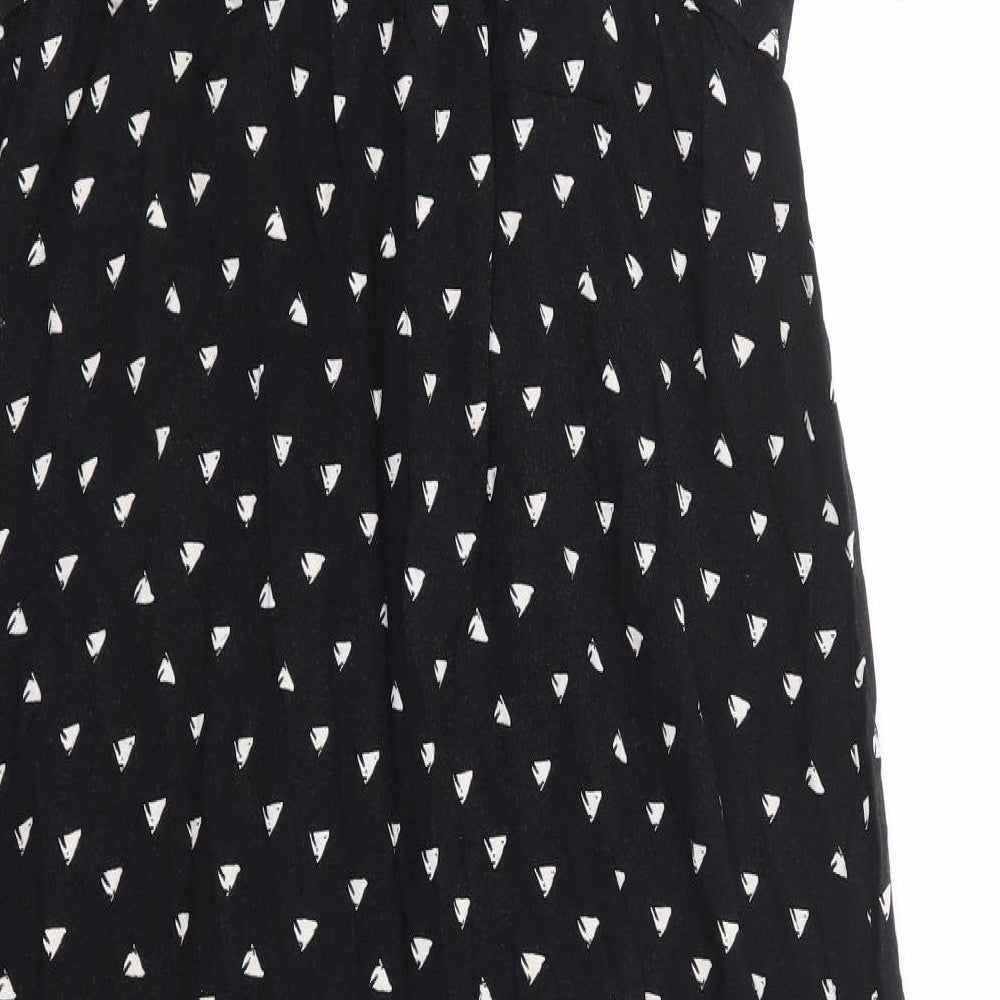 Primark Womens Black Geometric Viscose Fit & Flare Size 18 Square Neck Pullover