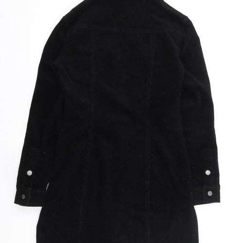 New Look Womens Black Cotton Shirt Dress Size 6 Collared Button