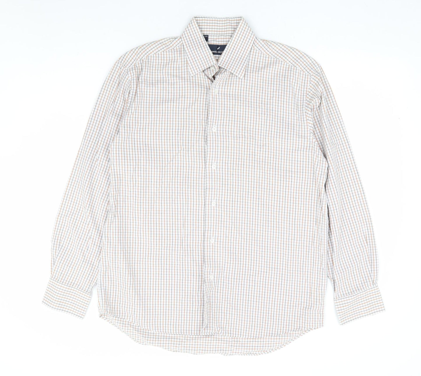 Daniel Hechter Mens Multicoloured Check Cotton Dress Shirt Size M Collared Button