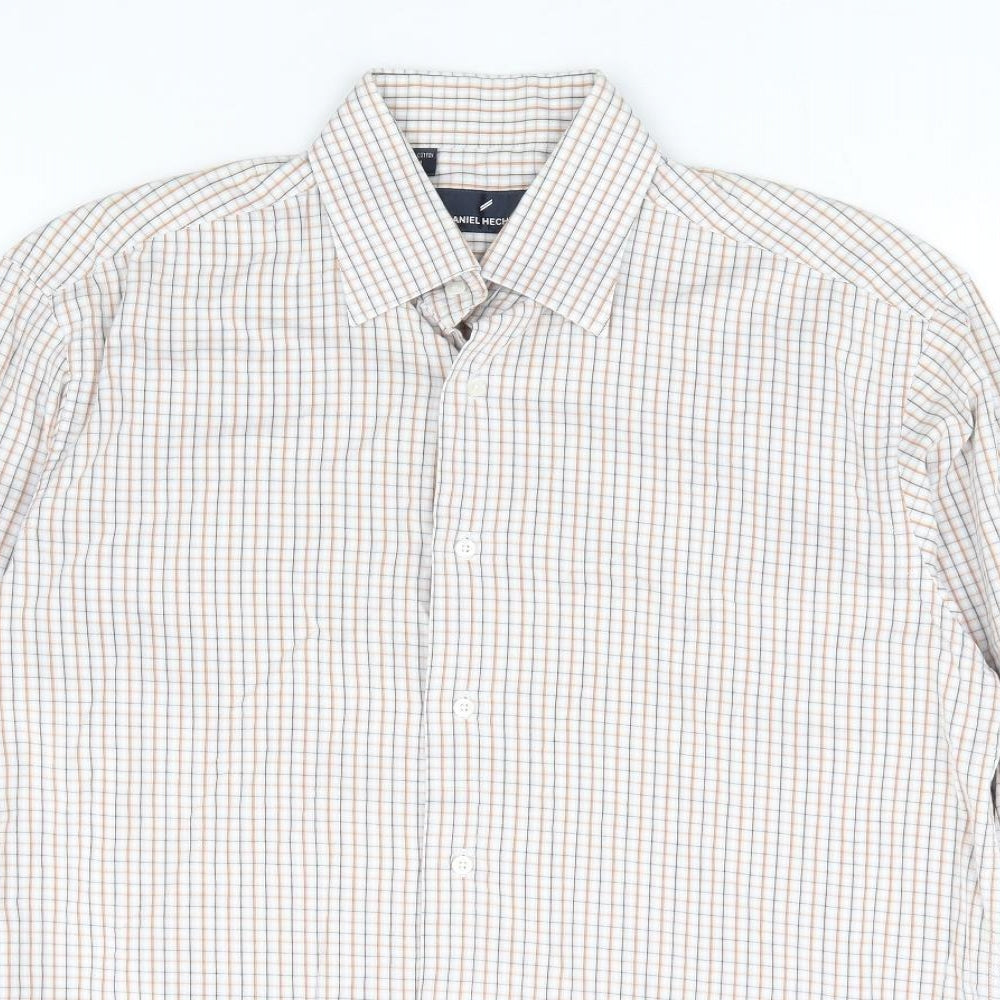 Daniel Hechter Mens Multicoloured Check Cotton Dress Shirt Size M Collared Button