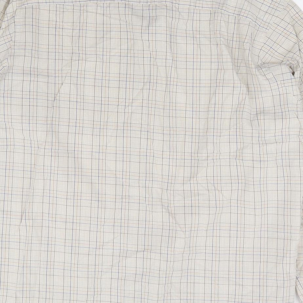 Lakeland Mens Beige Check Cotton Dress Shirt Size L Collared Button