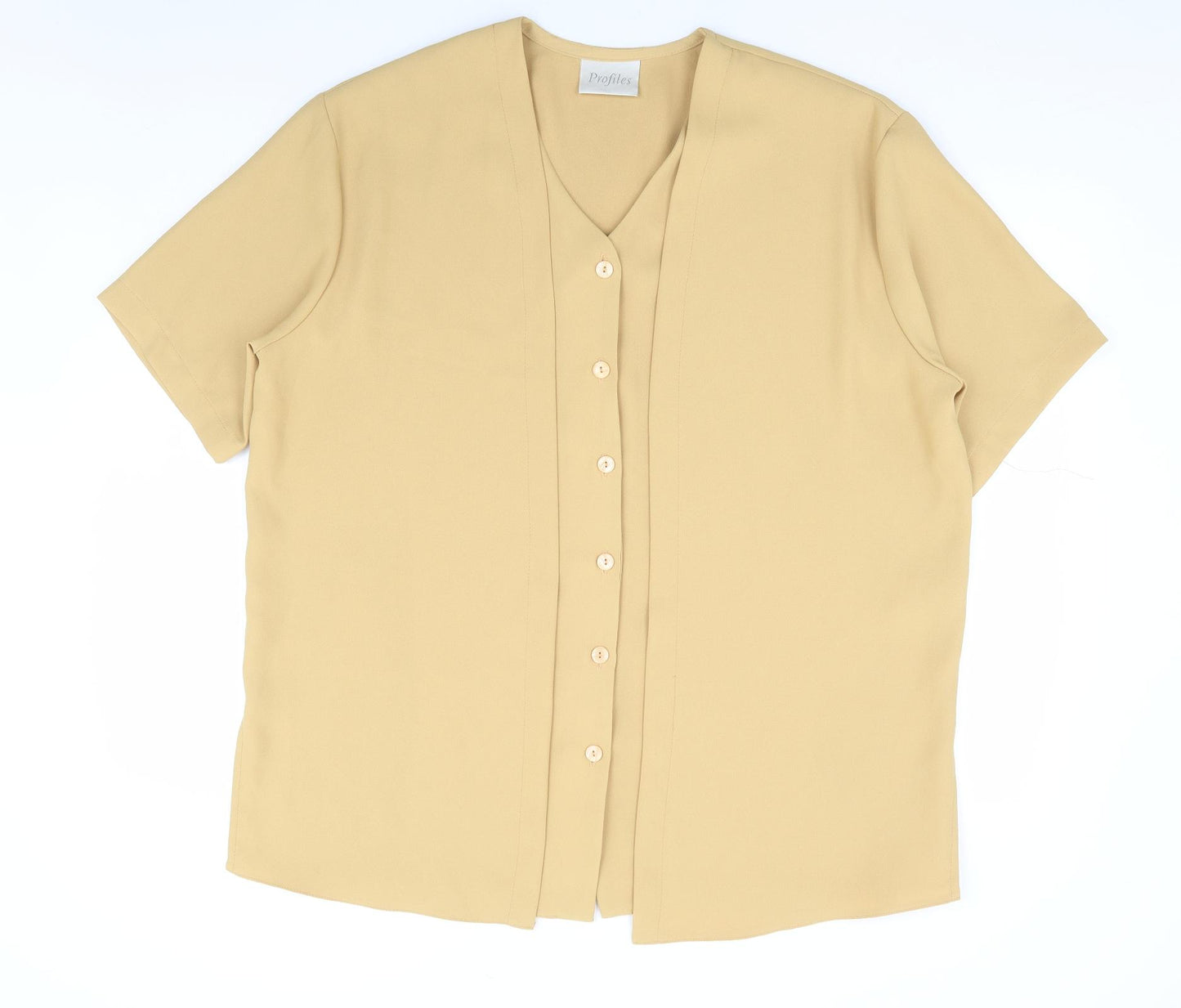 Profiles Womens Beige Polyester Basic Blouse Size 20 V-Neck