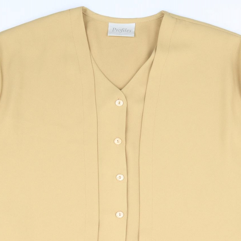 Profiles Womens Beige Polyester Basic Blouse Size 20 V-Neck