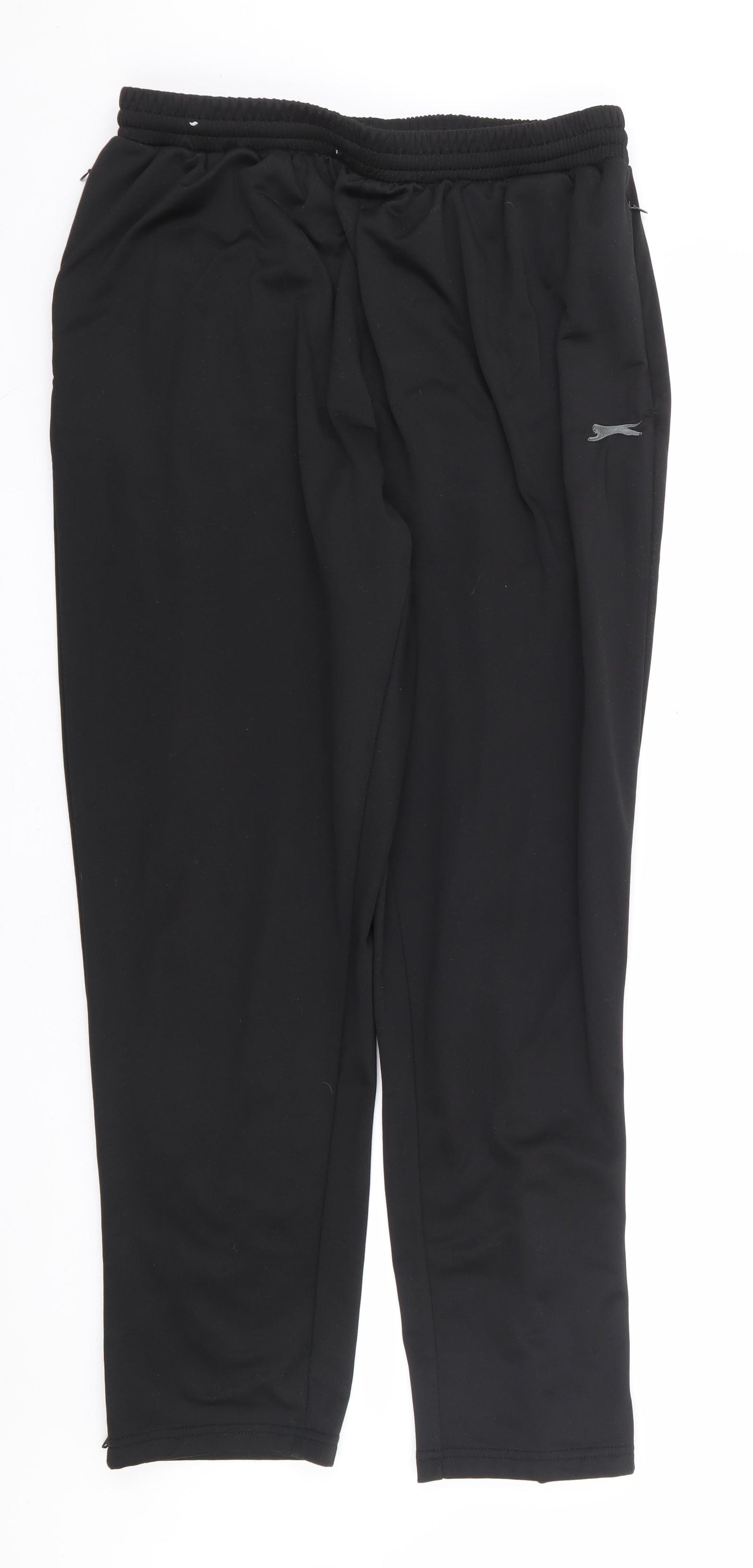 Slazenger Mens Black Polyester Jogger Trousers Size 2XL L31 in Regular Drawstring - Ankle Zip