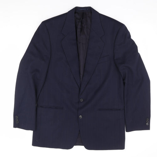 Hamilton Browne Mens Blue Striped Polyester Jacket Suit Jacket Size 40
