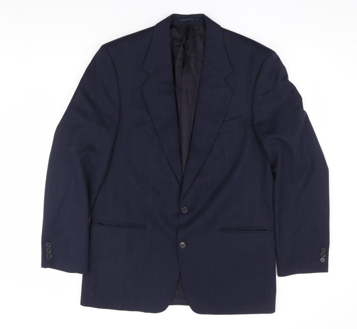 Hamilton Browne Mens Blue Striped Polyester Jacket Suit Jacket Size 40