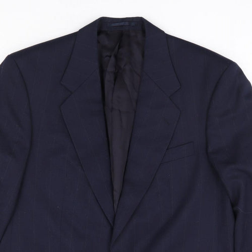 Hamilton Browne Mens Blue Striped Polyester Jacket Suit Jacket Size 40