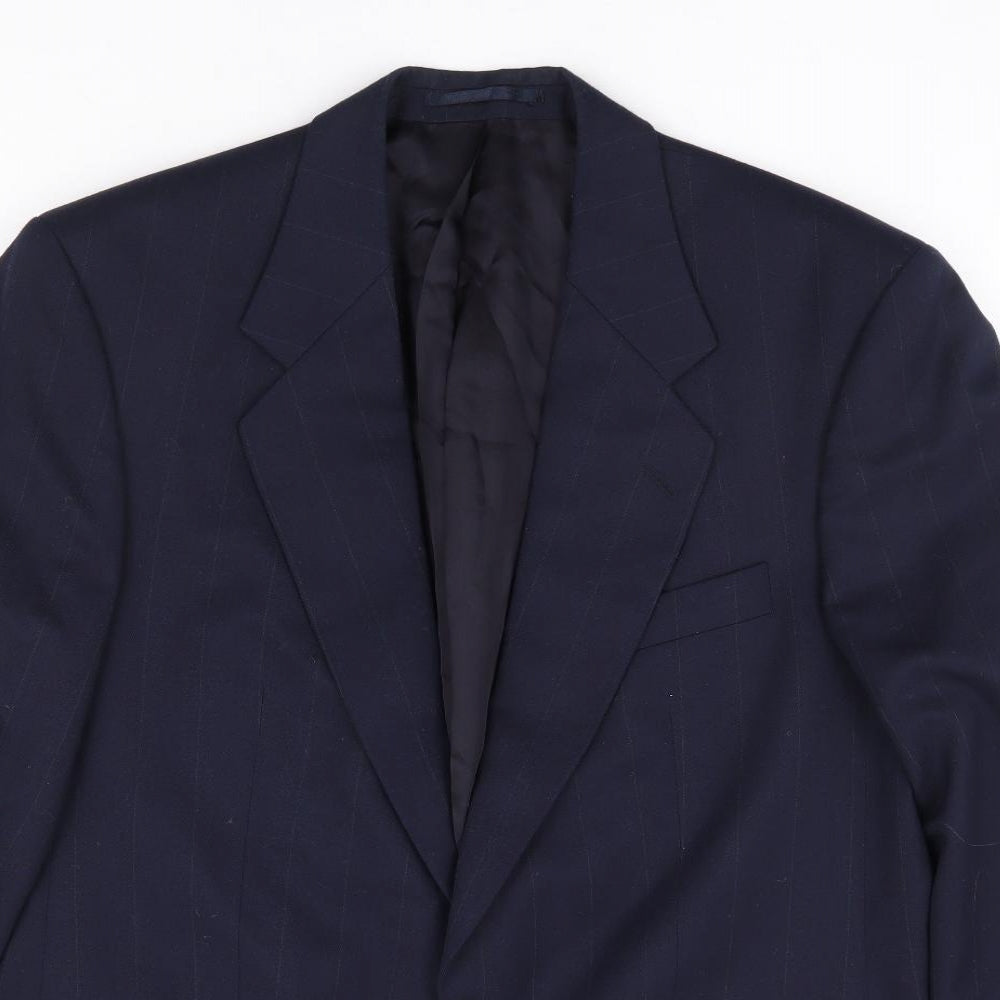 Hamilton Browne Mens Blue Striped Polyester Jacket Suit Jacket Size 40