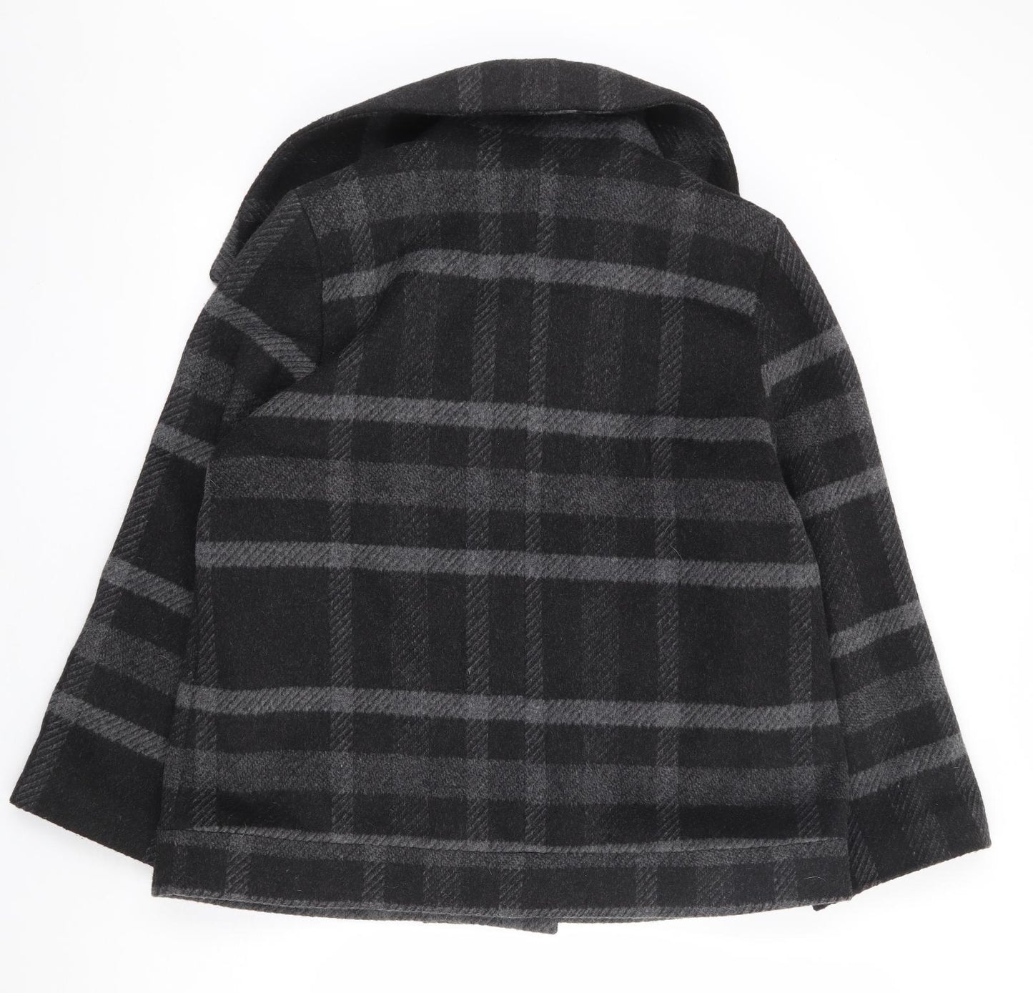 Per Una Womens Grey Check Overcoat Coat Size 20 Button
