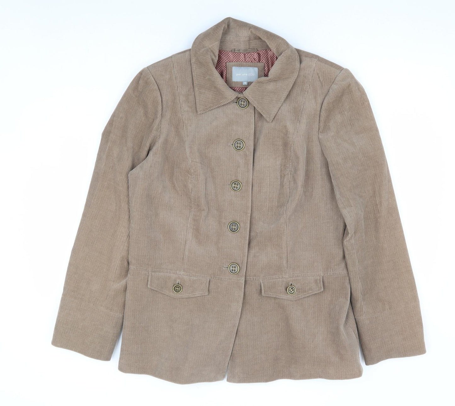 Per Una Womens Brown Jacket Size 16 Button