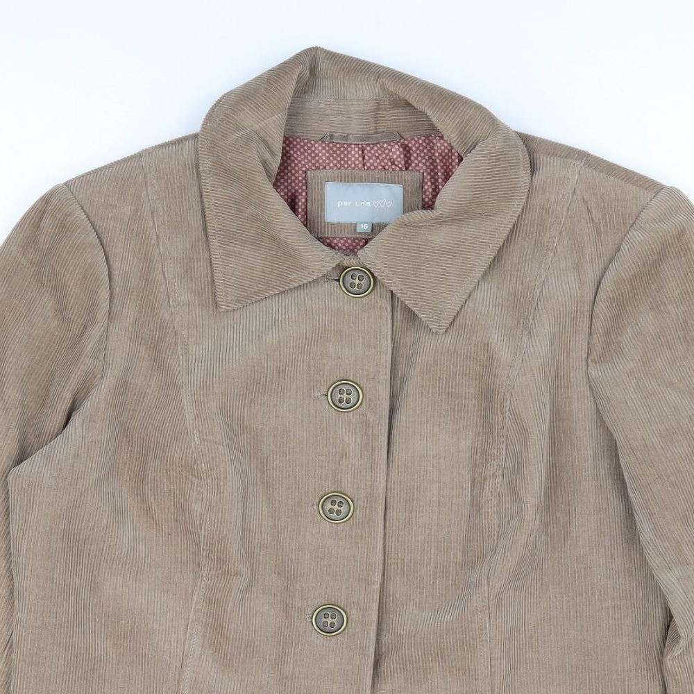 Per Una Womens Brown Jacket Size 16 Button