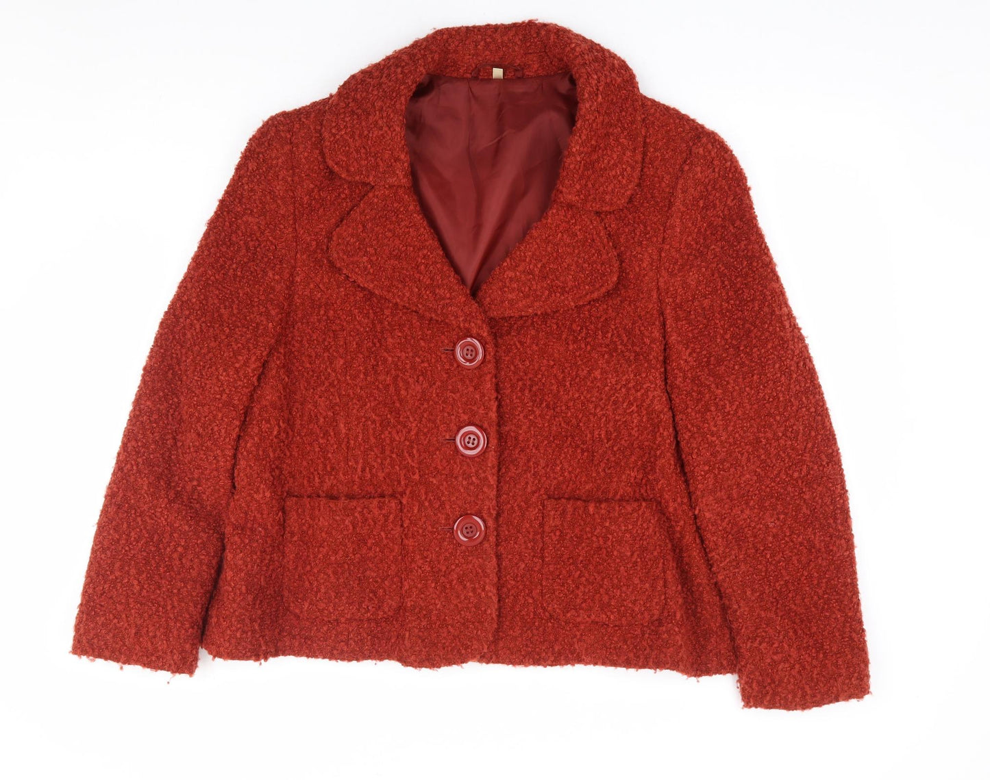 Preworn Womens Orange Pea Coat Jacket Size 20 Button - Teddy Coat